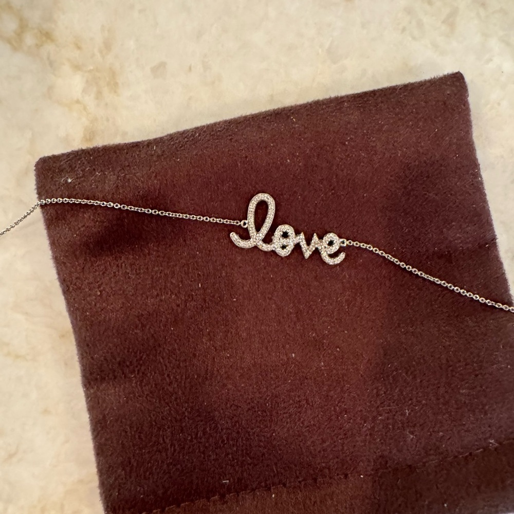 SYDNEY EVAN MEDIUM LOVE NECKLACE - white gold